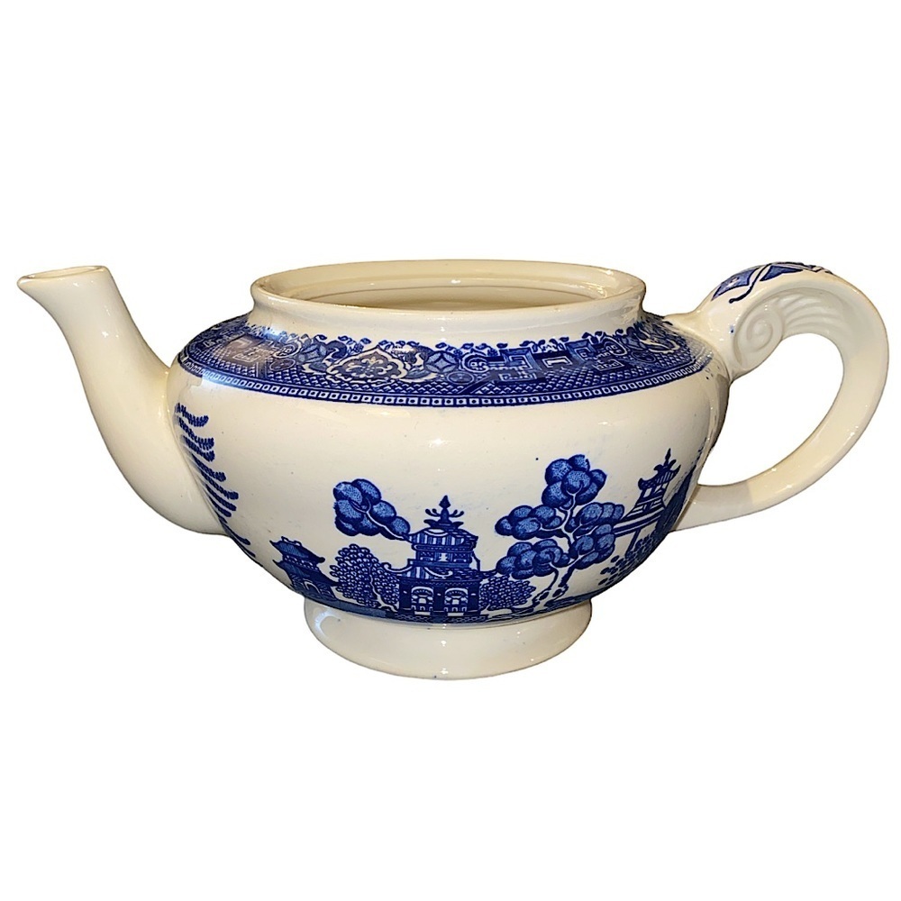 Vintage Blue and White China Tea Pot